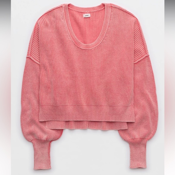 EUC🧡Aerie Beyond Cropped Sweater S Haute Coral - Picture 3 of 9